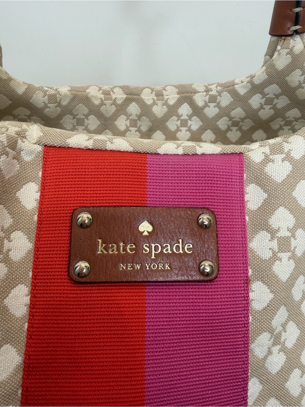 Kate Spade Stucco Stevie Canvas Shoulder Bag Logo preppy designer - Picture 10 of 14